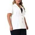 thumbnail image 6 of Agnes Orinda Women's Plus Size Blazers Single Breasted Notched Lapel Short Sleeve Office Jackets 1X White, 6 of 7