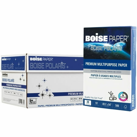 BOISE POLARIS Premium Multipurpose Copy Paper, 8.5" x 14" Legal, 97 Bright White, 20 lb., 10 Ream Carton (5,000 Sheets)