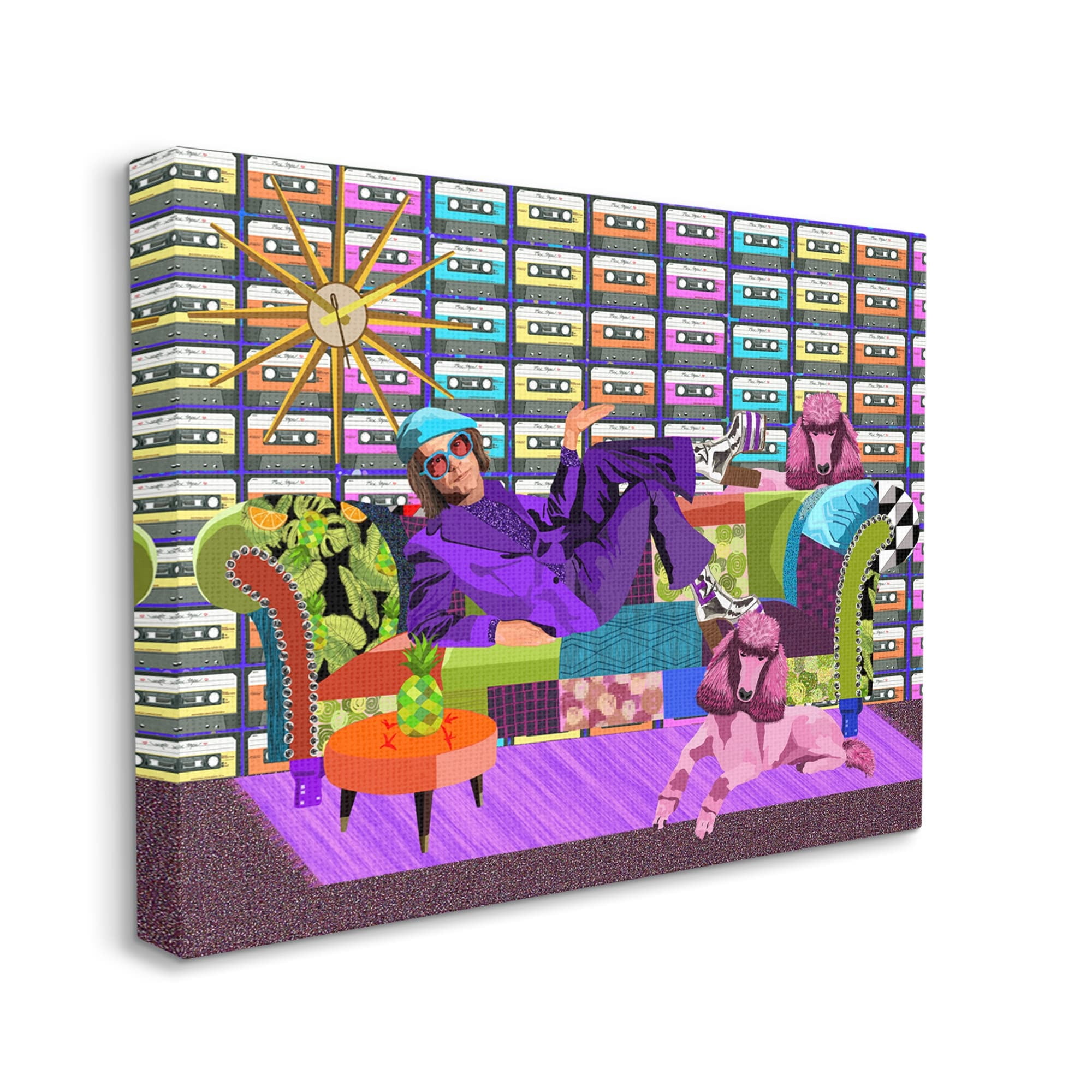 Stupell Industries Pop Style Bold Pattern Elton Dog Patchwork Couch , 20 x 16, Design by Lynnda Rakos
