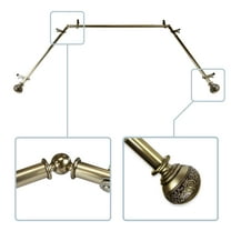 Cornelia 13/16" Bay Window curtain rod 20"-36", 38"-72" - Antique Brass,(ABay-87-4)