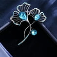 thumbnail image 4 of Rhinestone Ginkgo Leaf Brooch Pin for Women Men Black Plated Elegant Teardrop Crystal Birthstone Leaves Brooches Lapel Pins Vintage Halloween Fall Holiday Dress Accessories Jewelry Gift, 4 of 12