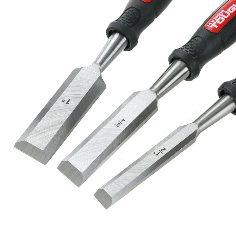 Hyper Tough 3 Piece Wood Chisels with Striking Caps 