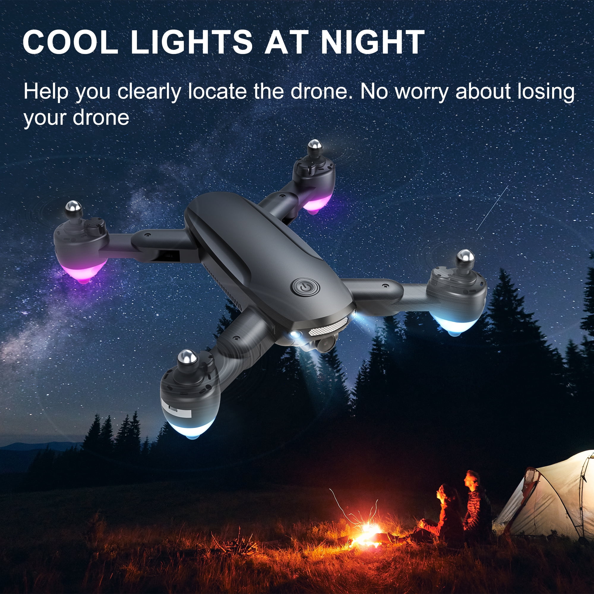 Wefone JY01 GPS Foldable Drone with 4K Camera for Adults, Optical Flow Sensor, 2 Batteries, Black