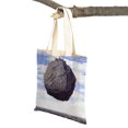 thumbnail image 3 of Bolsas de compras para mujer con estampado de pintura surrealista de René Magritte, bolso de mano de lona con arte geométrico informal y estampado de doble cara, 3 of 5
