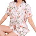 thumbnail image 1 of Mujeres de Manga Larga Tops de Tela Suave Y Transpirable con Cuello en V Botón Delantero con Bolsillo Y Elástico de la Cintura Pantalones Cortos, 2 Piezas de Ropa de Salón para el Hogar, Conjuntos de, 1 of 3