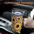 thumbnail image 6 of Sunflower Gifts 40 Oz Tumbler with Handle and Lid Straw, Retro Leopard Stainless Steel Double Walled Vacuum Insulated Cup Mug, Sun Flowers Lover Birthday Gifts for Women Girls (1 PC), 6 of 6