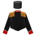 thumbnail image 4 of TiaoBug Kids Circus Ringmaster Performance Outfits Fringe Epaulet Jacket with Majorette Drummer Hat Black 12, 4 of 6