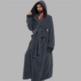 thumbnail image 6 of LangJing Mens Plush Hooded Robes Full Length Fleece Hooded Bathrobe Thick Warm Cozy Bath Shower Robe Absorbent Quick Dry Outdoor Dark Gray,S, 6 of 6