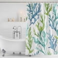 thumbnail image 4 of Blue Green Coral Waterproof Fabric Shower Curtain,Aqua Abstract Coastal Sea Tropical Waterproof Fabric Shower Curtain for Bathroom Curtains Bathtubs Hotel Shower Curtains with 12 Hooks Long 72x78in, 4 of 8