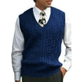 thumbnail image 1 of Innerwin Pullover Cable Knit Men Sweater Vest Holiday V Neck Cozy Sweaters Royal Blue XS, 1 of 4