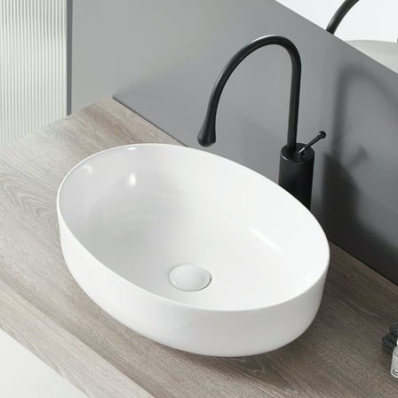 Bothwa Home Modern Bathroom Vessel Sink – Stylish Above-Counter White Porcelain Sink, Durable Ceramic, Easy Top-Mount Installation