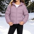 thumbnail image 5 of Kids Hooded Zip up Padded Coat Long Sleeve Warm Winter Jacket with Pockets, Solid Casual Outerwear for Boys Girls Purple, 5 of 8