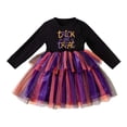 thumbnail image 2 of FASHOFT Girls Halloween Dress Long Sleeve Party Dress Mesh Patchwork Cosplay Outfit Cute Halloween 1-6 Years Toddler Girl Halloween Black 3-4 Years, 2 of 6