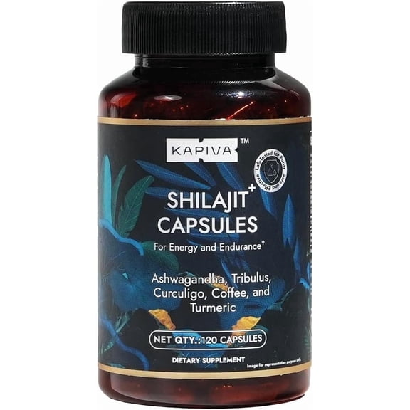 Kapiva Shilajit Capsules – 120 Count | 60 Days Supply |  Himalayan Shilajit with Ashwagandha, Turmeric, Tribulus & Coffee | Energy, Stamina & Testosterone Support