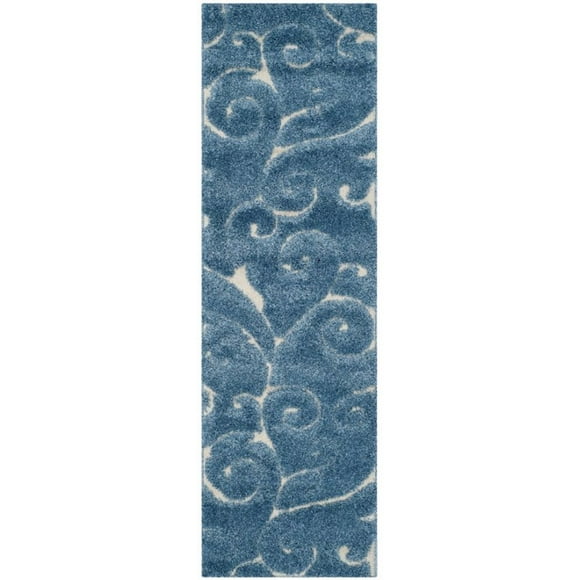 Safavieh Florida Shag Collection SG455-6011 Tapis de Vigne Bleu Clair et Crème (4' x 6')
