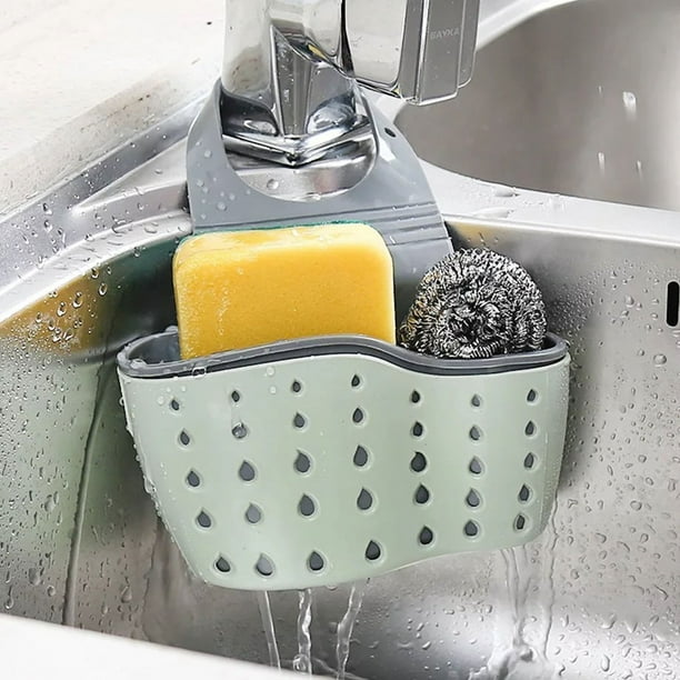 Yousheng Kitchen Hanging Sponge Holder, Adjustable Rubber Sink Caddy Organizer Dishwashing Liquid Drainer Brush Rack, Draining Basket, for Scrubber ...