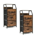 thumbnail image 1 of Gymax Commode 2 Pcs à 3 Tiroirs avec Dessus en Bois, Cadre en Acier Robuste, Organisateur de Rangement, Commode, 1 of 10