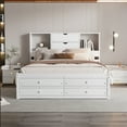 thumbnail image 4 of Harper & Bright Designs Queen Size Bed Frame with Storage Headboard and 8 Drawers, Solid Wood Platform Bed with Storage Shelves, White, 4 of 14