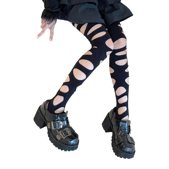 Aellinatey Y2K Distressed Tights Fishnet Stockings Lace Tights Pantyhose Stocking Womens