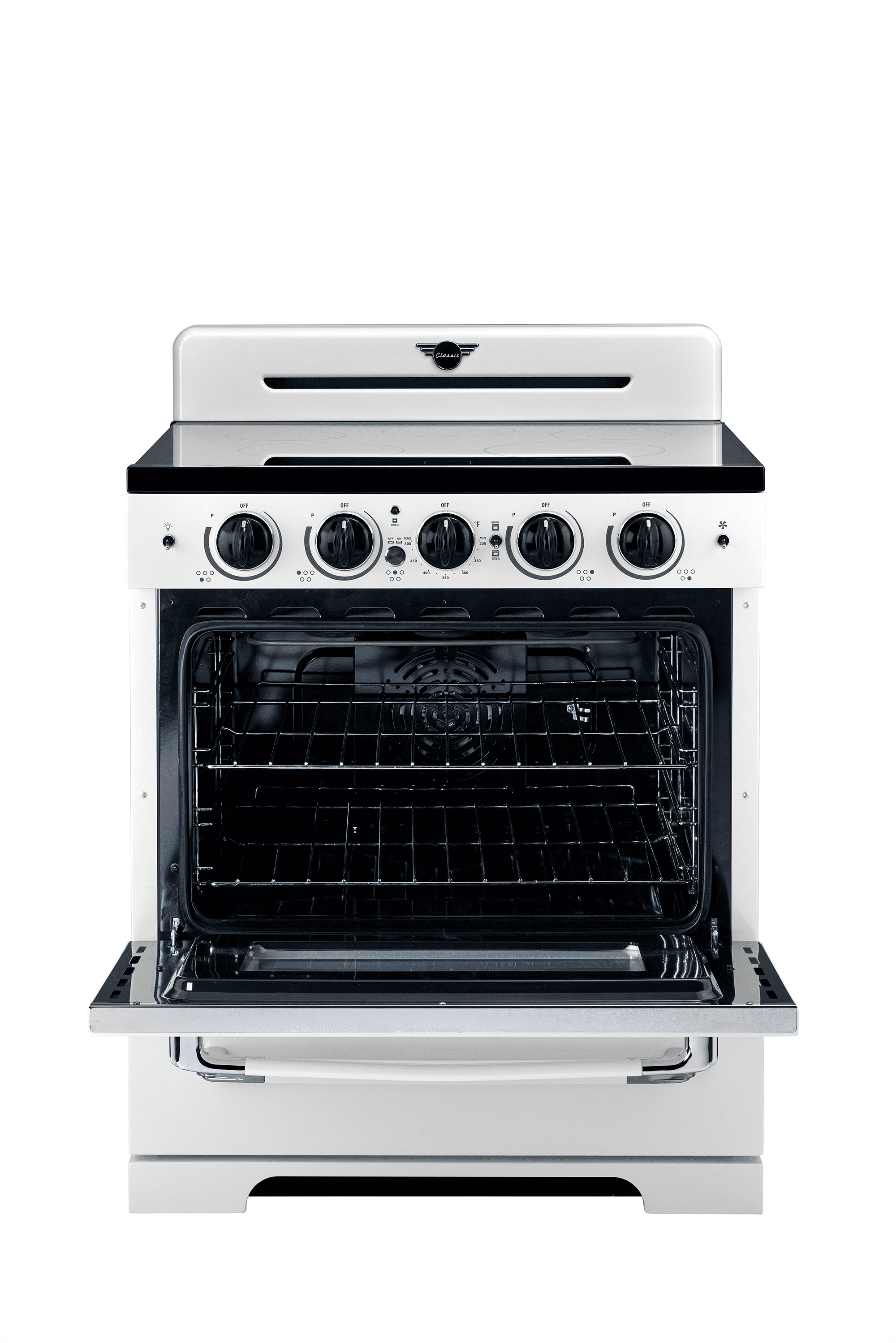 Unique 30' Classic Retro Induction Range, Marshmallow White