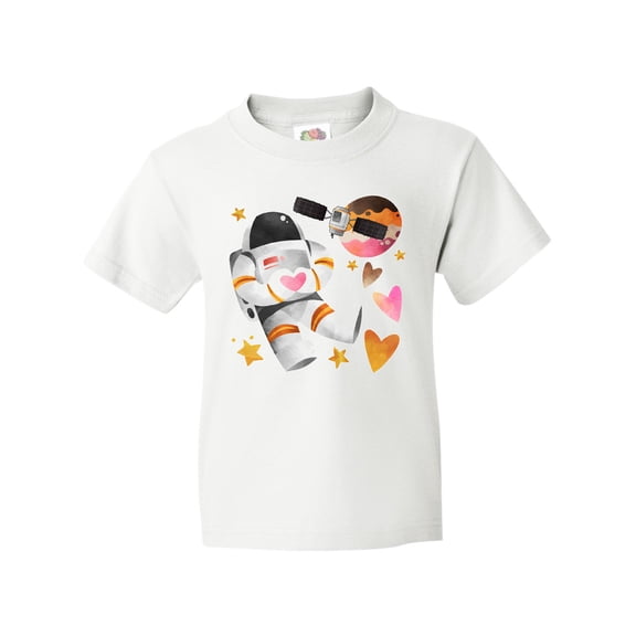 Inktastic Astronaut Valentine Outer Space Hearts Youth T-Shirt