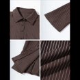 thumbnail image 4 of Camisa Corta A Rayas con Botones para Mujer, Blusa Ajustada de Larga, Camisa de Trabajo Color Café XL, 4 of 9