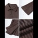 thumbnail image 4 of Camisa Corta A Rayas con Botones para Mujer, Blusa Ajustada de Larga, Camisa de Trabajo Color Café XL, 4 of 9