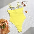 thumbnail image 5 of Women's Solid Color Spaghetti Strap Push Up Hollow One-Piece Bikinis Swimsuit Beachwear Bathing Suit For Women Yellow M, 5 of 5