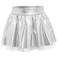thumbnail image 6 of Aislor Girls 2 Piece Jazz Dance Performance Outfit Mock Neck Short Sleeve Sequins Crop Top with Shiny Tutu Skirt Silver 12, 6 of 7