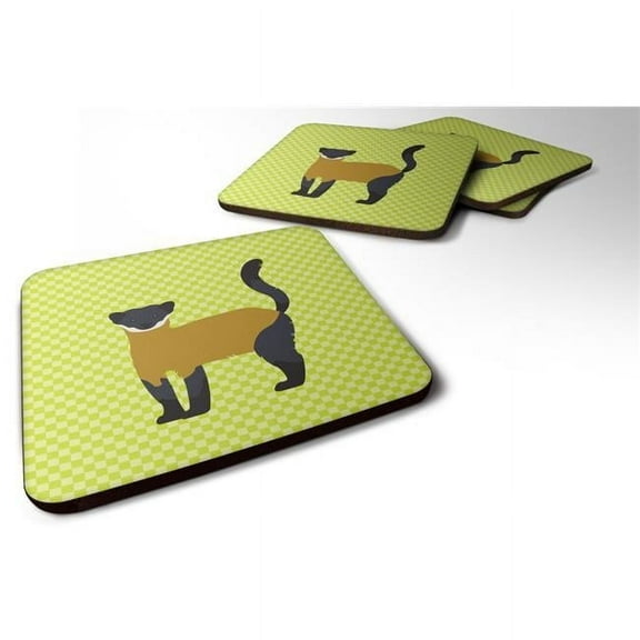 Yellow-Throated Marten Green Foam Coaster, Set of 4