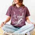 thumbnail image 5 of Cowboy and UFO Graphic Print T-Shirt | Vintage Western Alien Encounter Tee | Retro Space Desert Unisex Top, 5 of 7