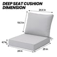 thumbnail image 2 of Pellebant 25x24 Inch Outdoor Cushions for Patio Furniture Water Resistant Patio Chair Cushions 2-Year Fade Resistant Deep Seat Cushions, Replacement Cushions for Outdoor Furniture,Light Gray, 2 of 7
