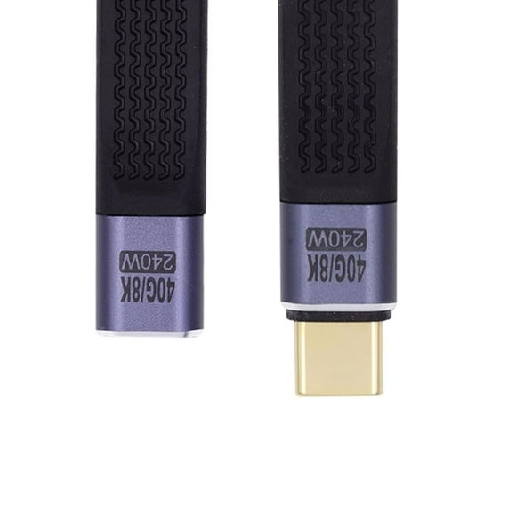 HUGFEGWE Câble Court USB-C Câble USB4 Fiche vers Prise Mince Plat Rallonge 13cm 40Gbps avec Alimentation 240W et Vidéo 8K@60Hz CJ25311-7981