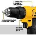 thumbnail image 3 of 20V Max Cordless Drill Driver Set, 2 Speed, High Performance Motor, Includes 2 XR 1.3Ah Li-Ion Batteries, Charger and Contractor Bag (DCD771C2), 3 of 10