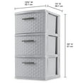 thumbnail image 3 of Sterilite 3 Drawer Tower, Slim Plastic Weave 3 Drawer Tower with Pull Handles, Gray, Pack of 2, 3 of 3