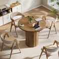 thumbnail image 3 of Finmind 31.5-inch Round Conference Table for 2-4, Small Meeting Table with Sturdy Base, Office Desk, Reception Desk for Lounge, Brown, 3 of 7
