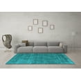 thumbnail image 3 of Ahgly Company Indoor Square Oriental Light Blue Industrial Area Rugs, 4' Square, 3 of 4