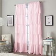 thumbnail image 2 of Curtainworks Flounced Ruffle Rod Pocket Curtain Panel, 95 in, Pink, 2 of 10