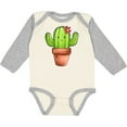 thumbnail image 3 of Inktastic Cute Cactus with Flower Hairpiece Boys or Girls Long Sleeve Baby Bodysuit, 3 of 5