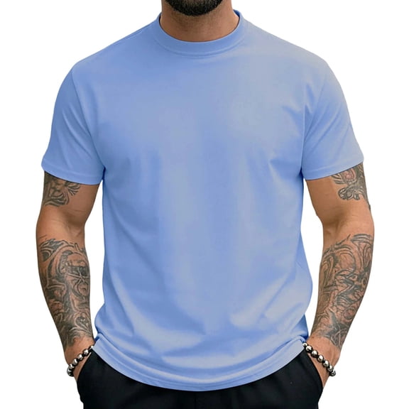 Mens Ice Silk T-Shirt Crew Neck Short Sleeve Workout Shirts Quick Dry Athletic Breathable Tops Sports Basic Summer Tee