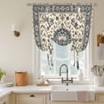 thumbnail image 3 of Vintage Floral Tie Up Curtain 45 Inches Long, Yellow Navy Classical Bohemian Farmhouse Balloon Style Kitchen Window Curtain Over Sink, Small Window Rod Pocket Curtain 52"x45", 3 of 9