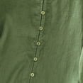 thumbnail image 6 of XPMWRP Women's Cotton Linen Button Down Short Sleeve Shirts Summer Loose V Neck Casual Oversized Solid Blouses Green XXL, 6 of 7