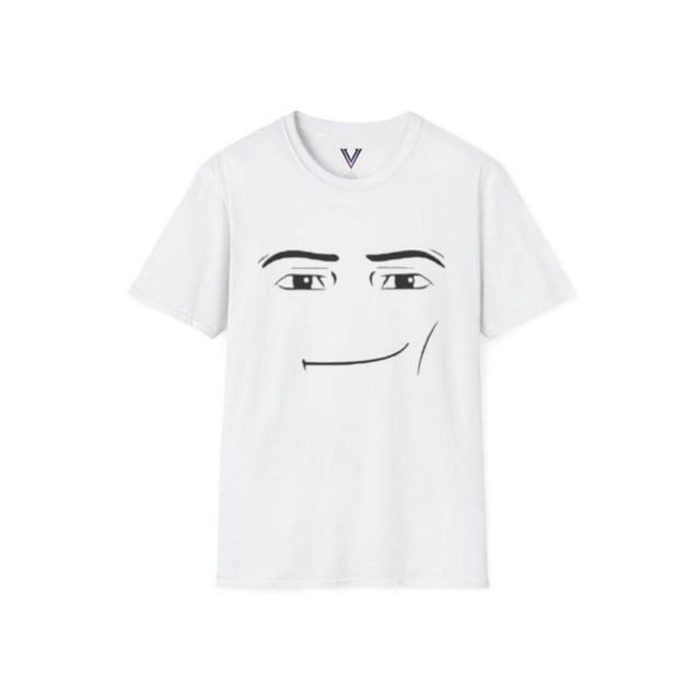 Camiseta con cara de hombre de Roblox, camiseta minimalista con expresión sarcástica, camiseta gráfica blanca, humor de Internet, camiseta informal unisex para hombre, ropa de calle, cuello redondo, m