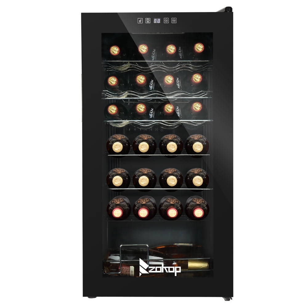 Zokop 28 Bottle Compressor Wine Cooler And Refrigerator Freestanding Wine Chiller Fridge Black Walmart Com Walmart Com