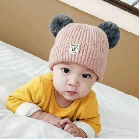 

Winter Warm Knitted Baby Hats for Girls Pom Pom Kid Toddler Boys Beanies Cap