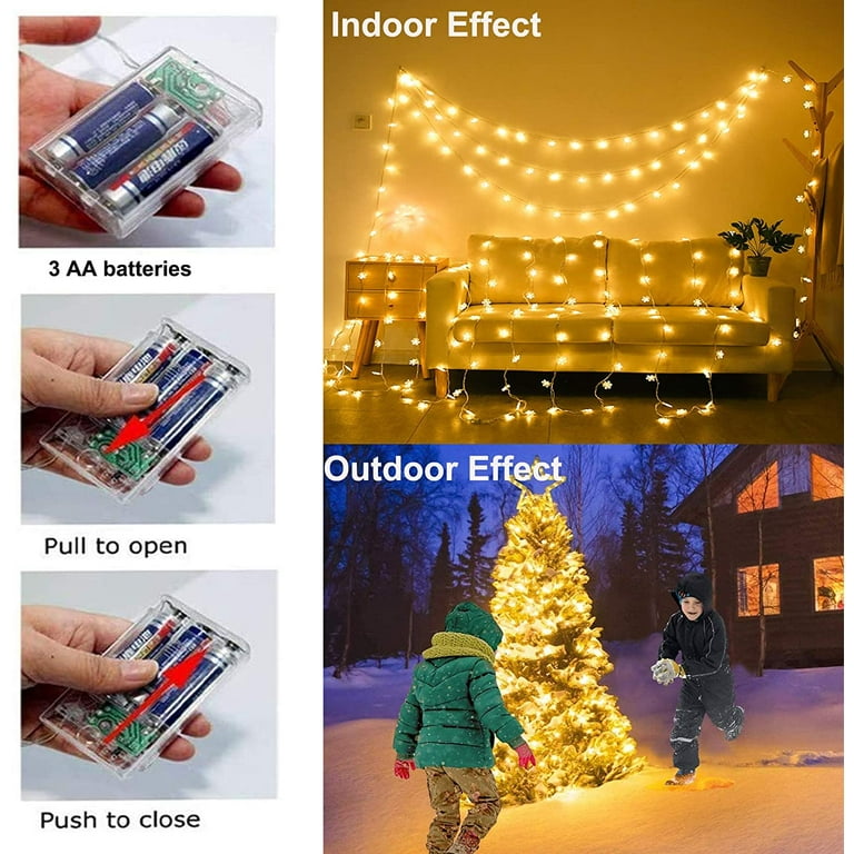 Christmas Snowflake String Lights 20Ft 40 LED Battery Operated Light 8  Modes Waterproof Plug in Fair…See more Christmas Snowflake String Lights  20Ft