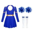 thumbnail image 4 of TiaoBug Kids Cheer Leader Costume Halloween Outfit Long Sleeve Cold Shoulder Cheerleading Dress B Royal Blue 8, 4 of 7