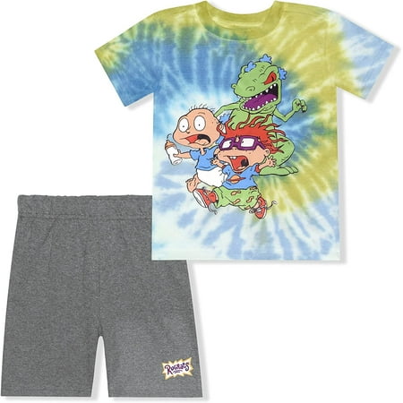 

Rugrats Chuckie Finster Tommy Pickles and Reptar Boys 2 Piece Tie Dye Short Set Toddler
