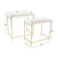 thumbnail image 4 of DecMode Contemporary Wood Rectangular Nesting Console Tables, with Gold Frame and White Tabletop Finish, Set of 2 22", 20"W, 4 of 14