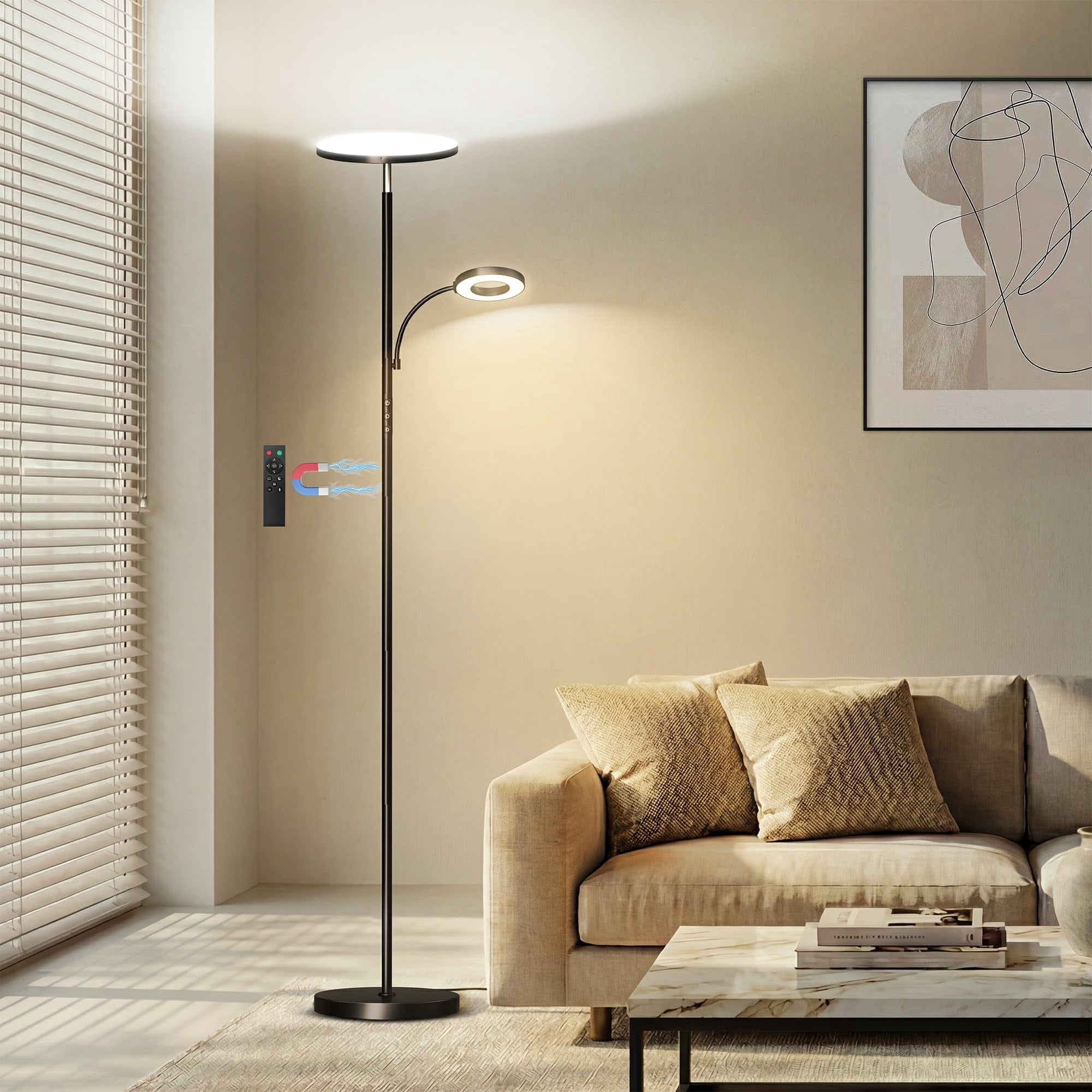 Floor Lamp, Upgraded 42W 4000LM Super Bright LED Floor Lamp for Living Room Bedroom, Dimmable Standing Reading Floor Lamps with Remote & Touch Control